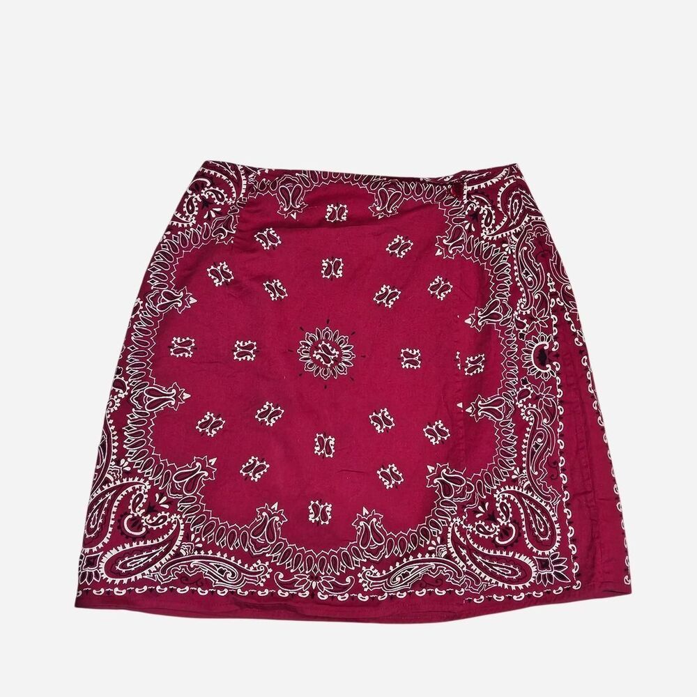 90s boho western red bandana mini skirt